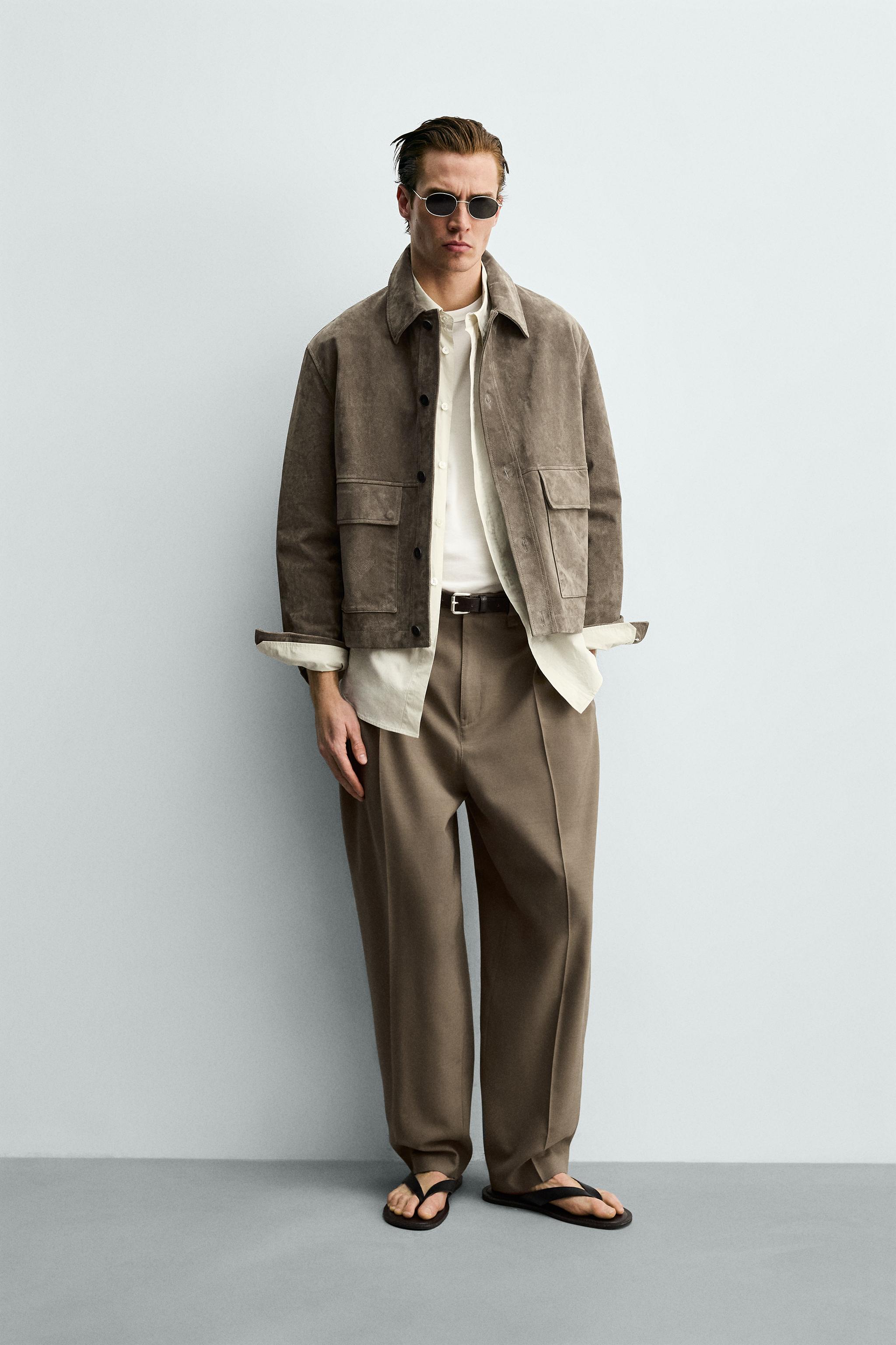SUEDE CROPPED FIT OVERSHIRT